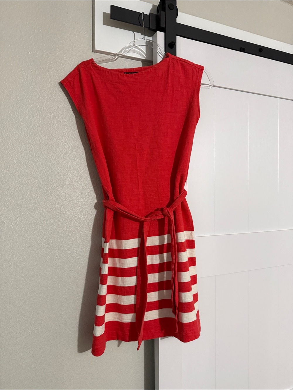 GAP Orange Tie-Waist Striped Mini Dress